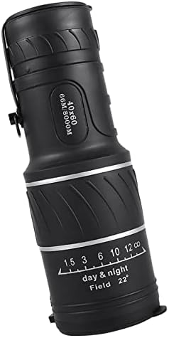 Hakeeta 40 x 60 HD Telescópio monocular preto, 40x60 Scope de altura de alta potência Foco de bolso para externo com visão noturna de pouca luz e monocular do filme verde