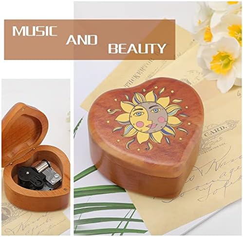 Sun Flowers Caixas de música arborizadas Presente de caixa musical de coração gravado vintage para