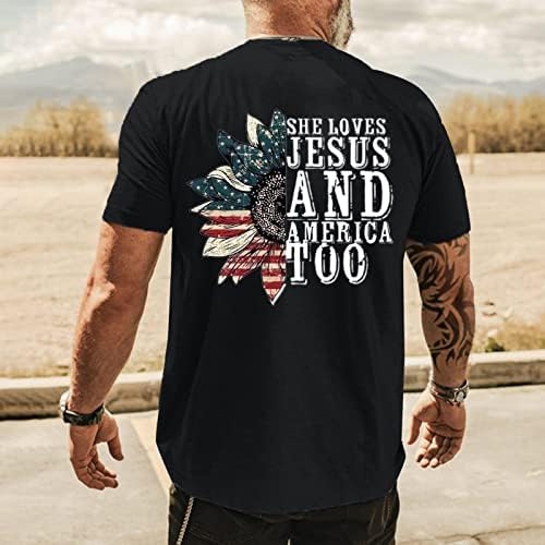 T-shirts de manga curta do Dia da Independência da Ubst para homens, Summer American Flag Print