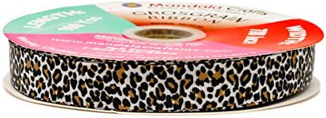 Fita de gestágria de impressão de leopardo 7/8 polegadas Rolo de 100 jardas para embalagem de presentes,