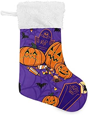 Halloween Pumpkin Black Bat Bat Christmas Meias grandes meias de natal para a lareira das crianças da árvore