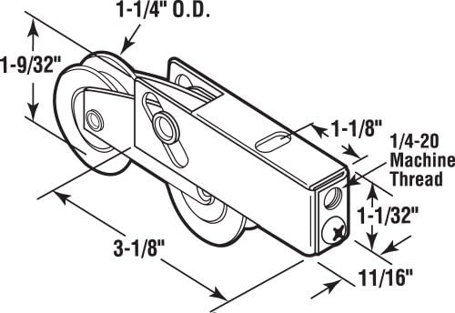 Slide-Co 132403 montagem de rolos em tandem de porta deslizante com rolamento de bola de aço de 1-1/4