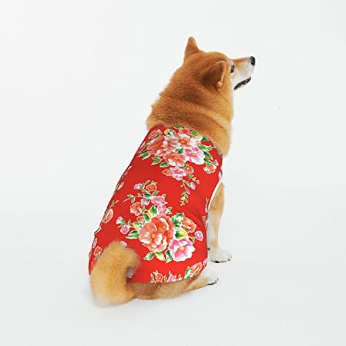 Camisas de animais de estimação de algodão Camisas de algodão chinês-asia-floral-puplo de cachorro de cachorro de cachorro de cachorro Pijama de cão macacão macacão de cachorro