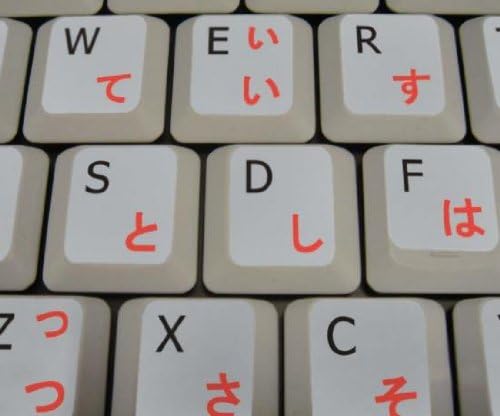 Decalques de teclado não transparentes de Hiragana-Ingle-In inglesa, fundo cinza claro