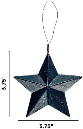 Ornamentos de árvore de Natal de estrela rústica de estrela de 4 Oeste de ornamentos de estrela de