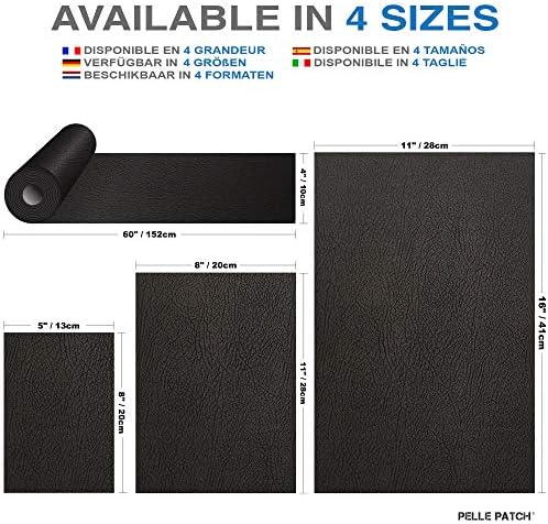 Patle de Pelle - Reparo de Couro e Vinil Reparo Patch - 25 cores disponíveis - Premium 11x16 - Black