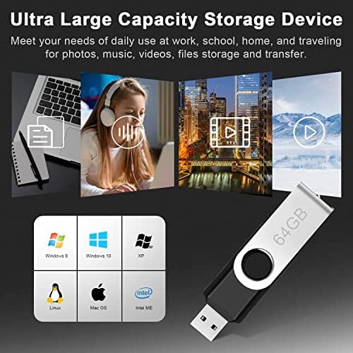 64 GB de unidade flash USB, 64 GB USB Flash Drive 3.0, Polícia de Memória portátil Drive