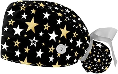 Hohodiy 2 pacotes de trabalho de trabalho com banda de suor de botão, chapéu de trabalho ajustável de estrelas