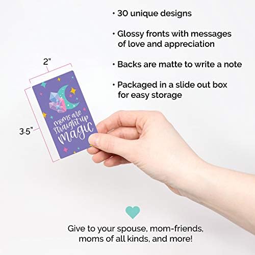 Planejadores diários da Bloom Deck de cartões de placas -placos - Cartões de cotação e afirmações fofas inspiradas para mães - Conjunto de trinta pequenas cartas de elogios - 2 x 3,5