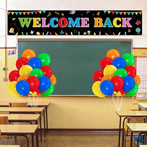 Charnoel 36 PCs Welcome Back Banner Decoration Set to School Yard Sign 35 Balões Primeiro dia de suprimentos