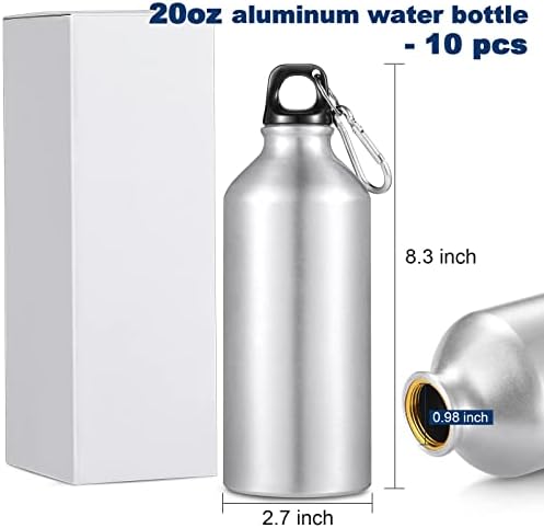Garrafa de água de alumínio de alumínio Chengu 10 PCs 20 oz de alumínio garrafa de água de alumínio garrafas de alumínio leves à prova de alumínio à prova de alumínio garrafas de viagem com tampa de torção para acampar