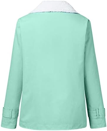Jackets de primavera para mulheres casuais moda solta cor de cor sólida e lã de colarinho de colarinho de