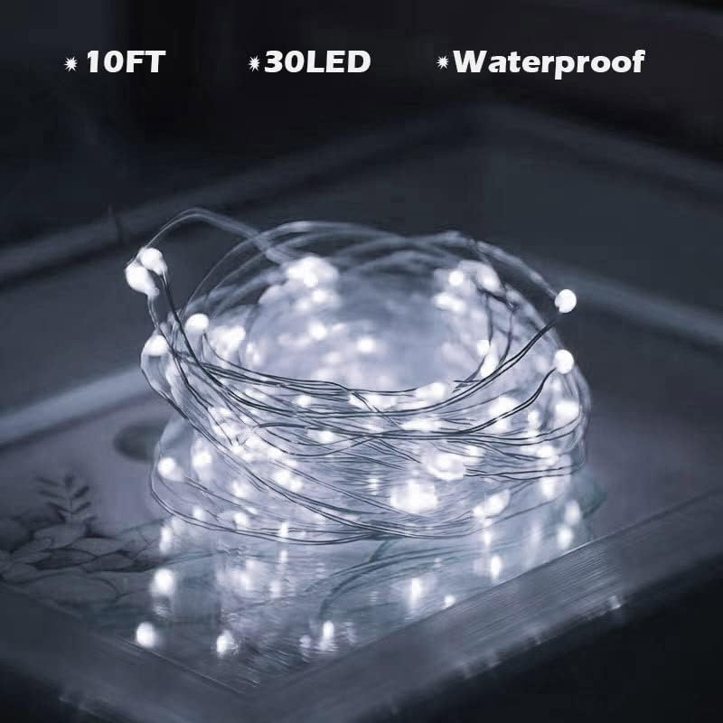SoCo 16 pacote Luzes de fadas brancas operadas por bateria, 10 pés 30 LUZES DE JARRA DE MASON LED,