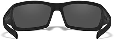 Wiley X WX Tv Twisted Ballistic Black Ops Ops, óculos de segurança para homens e mulheres, proteção para os olhos UV para atirar, pescar, ciclismo e esportes extremos, molduras pretas foscas, lentes cinzentas de fumaça