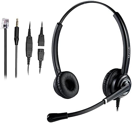 Fone de ouvido do MAIRDI Office com cancelamento de ruído de microfone, com laptop RJ9 e 3,5 mm para laptop para celular para deskphone lapso