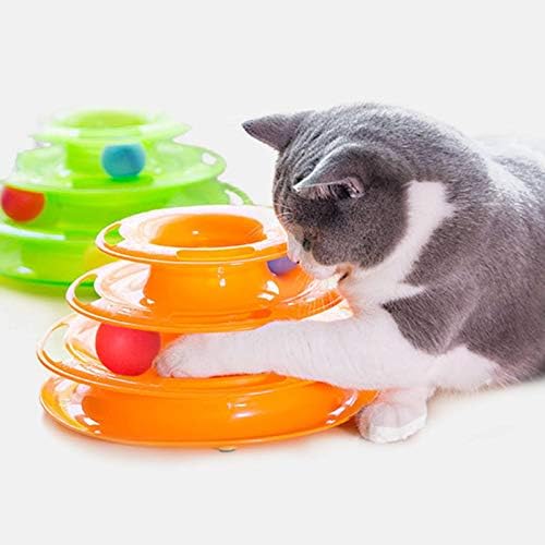 NC Pet Cat Interactive Toy, Tower Track Fun Roller Sports Sports Inteligente Entertainment Triple Disc Pet Toy