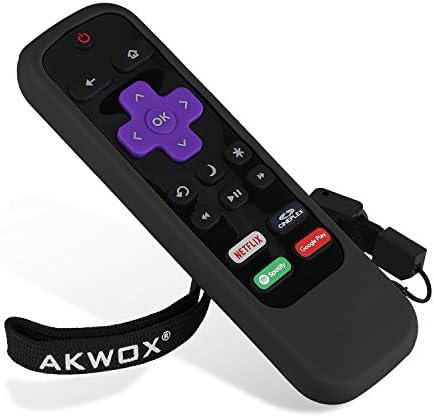 Caso remoto Akwox de 2 pacote para Roku Express 3930/3900, Premiere+3921/Premiere 3920, Express+, Streaming Stick3800/Stick+3810 Controle remoto, tampa de silicone à prova de choque - Branco preto preto