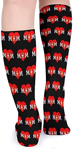 America Dog Mom Heart Paw Printa Sports Sports Meias de tubo quente Altos meias para homens que administram