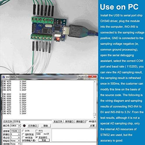 Módulo ADC de aquisição de dados USB LAZMIN MINI USB, interface USB 10 canal 12 bits STM32 Módulo de comunicação ADC