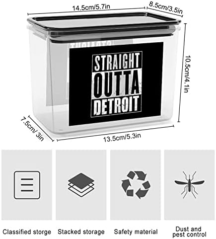Straight Outta Detroit Storage Box Plástico Organizador de alimentos Latas de recipiente com tampa para cozinha
