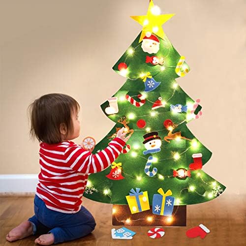 B Árvore de Natal de Bangcool Diy Felt 26pcs Ornamentos de Natal de 3,2 pés de árvore de Natal Diy DIY Pendurado