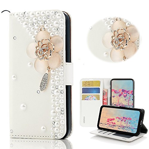 Estojo de lite stenes huawei p20 - elegante - 3D Bling Bling Flores Cristal Design Slots de cartão de crédito