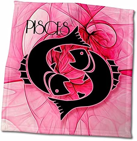 3d Rose Lady Pisces em Rosa e Black Swirls Zodiac Collection twl_204557_1 Toalha, 15 x 22, multicolor