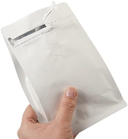 100 contagem de 4 onças de bolsas de café brancas de papel kraft - revestimento de alumínio de alta barreira