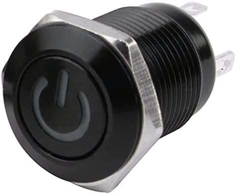 ANKANG 12mm de botão de botão de metal preto oxidado de 12 mm com lâmpada LED Momentary Turning PC Power Switch 3V 5V 6V 12V 24V 220V