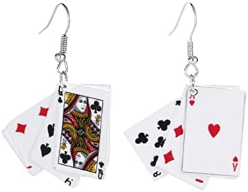 Brincos de cartas de poker maloyanve para mulheres meninas engraçadas resina colorida colorida jogada cartas irregulares
