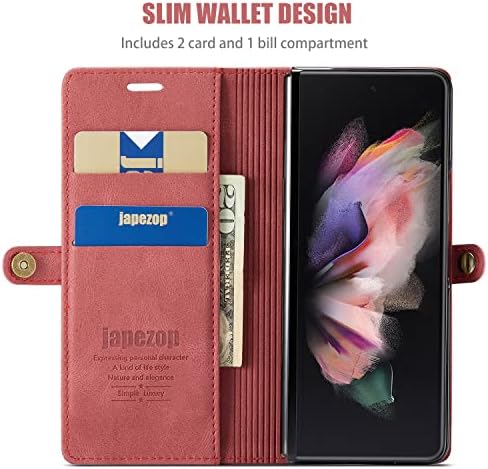Samsung Galaxy Z dobra 3 estojo com o suporte de caneta, Galaxy Z Fold 3 Caixa de carteira com suporte de bloqueio de RFID magnético Kickstand, carteira de capa de couro para Samsung Galaxy Z Fold 3 5g