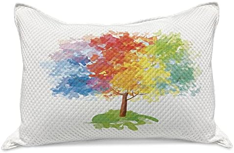 Ambesonne Rainbow micoteca de malhas de malha, imagens naturais de inspirações de árvores abstratas de árvores abstratas do ano, imagens naturais, capa padrão de travesseiro de tamanho queen para o quarto, 30 x 20, multicolor