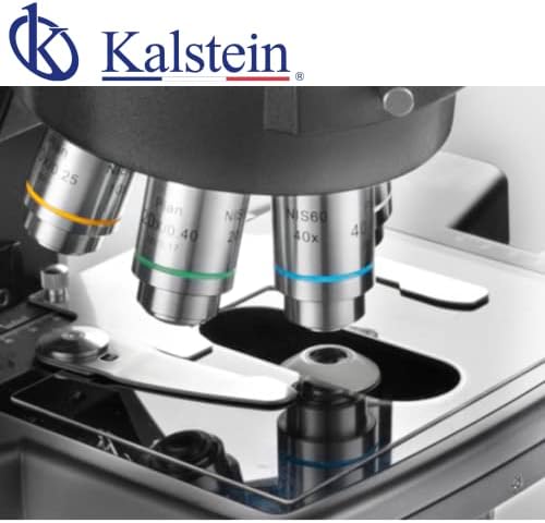 Laboratório de halogênio do microscópio Kalstein com foco automático, botões de controle de baixa posição e luz de função ecológica com recursos avançados, desempenho confortável, estável e confiável de desempenho