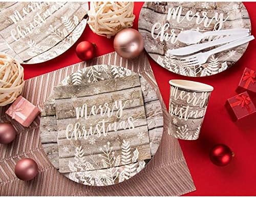 Juvale 80 Pack Placas de papel Feliz Natal para festa de férias, design de tábuas de madeira