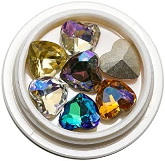 Ptgmh unhas encharms para pregos de acrílico 50 PCs Carms de unhas de coração em gemas de unhas 3D e strass para unhas decorações de unhas nítidas para mulheres