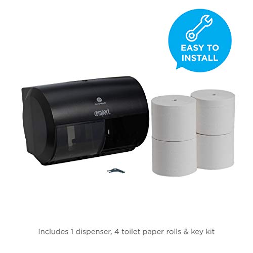 Dispensador lado a lado compacto de 2 roll e kit de papel de papel higiênico sem cor de 2 camadas de cor