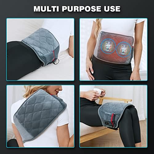 Almofada de aquecimento portátil sem fio, almofadas de aquecimento para alívio da dor nas costas com 3 níveis de