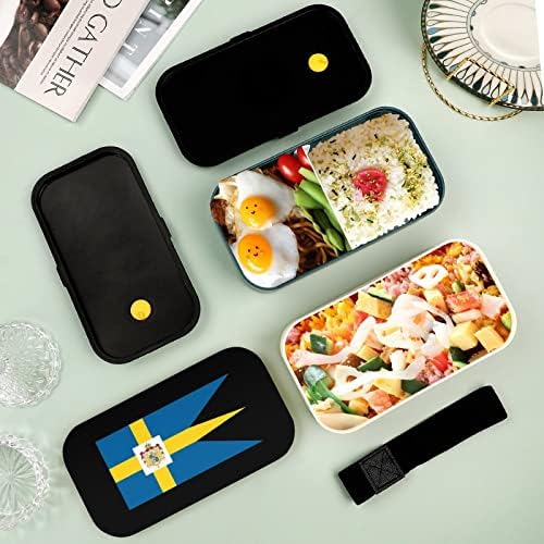 Bandeira sueca Royal Bento lancheira Bento à prova de vazamentos Recipientes de comida com 2 compartimentos para piquenique de trabalho offt