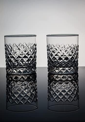 Crystal Design Voas de uísque de cristal antiquadas Conjunto de 4, vidro escocês de copos de bourbon,