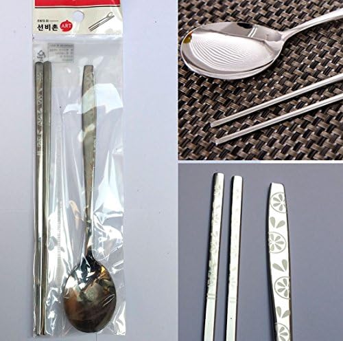 [Senso de arte] colher de aço inoxidável e pauzinhos 6set / laranja padrão / utensílios de mesa