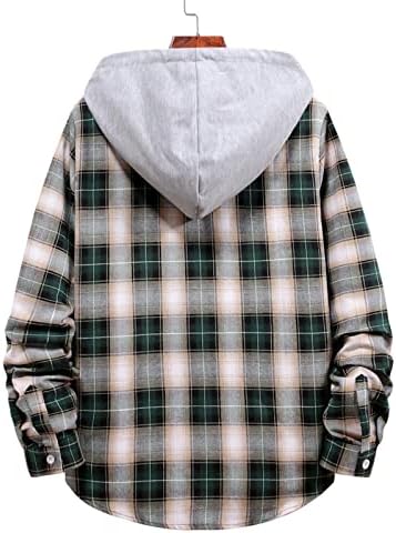 ZDDO 2023 Novas camisas xadrezes masculinas Camisetas leves com capuz para homens de manga longa botão de flanela casual jaquetas