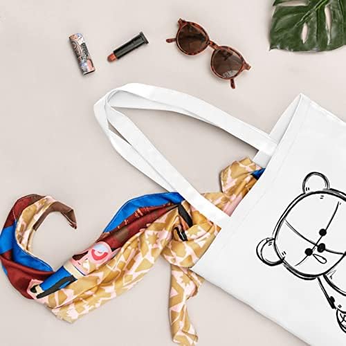 Xaulcno urso sacola para mulheres bolsas de bolsa reutilizável bolsas de compras casuais bolsa de ombro para fazer compras, praia, faculdade 15x16 polegadas