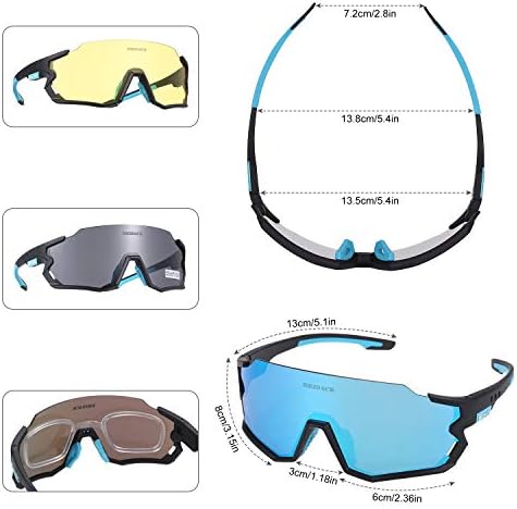 Óculos de sol polarizados de bicicleta Óculos de sol esportes com 3 com 3 intercambiários