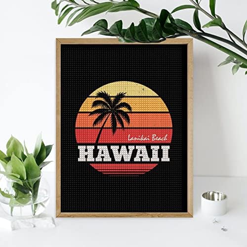 Hawaii Beach Tree Tree Diamond Pintura Kit de arte Fotos Diy Full Drill Acessórios para casa adultos