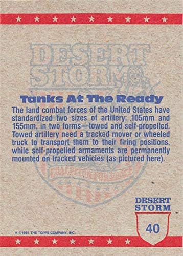 1991 Topps Desert Storm Storm Yellow Letipo Letter Coalition for Peace Trading Carting #40b Tanks São um forte porão