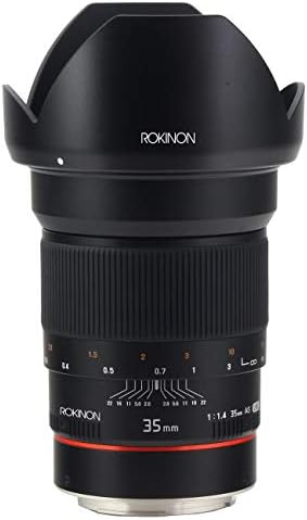 Rokinon 35mm f/1.4 como uma lente de grande angular UMC para Nikon com chip automático RK35MAF -N - fixado