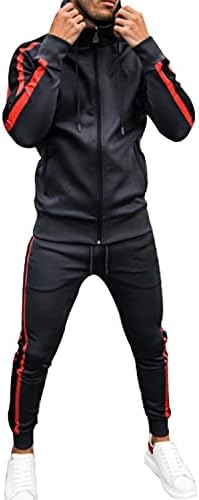 OFOKEDA Men's Men's Sportswear Suit Sports Slova Longa Zipper completo Terno de duas peças Adequado para corrida,