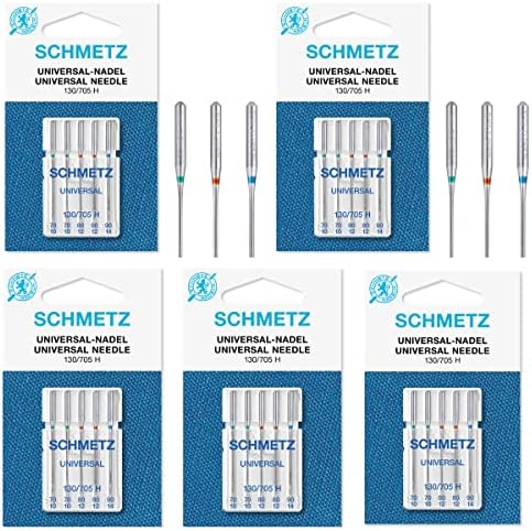 25 Schmetz variou as agulhas da máquina de costura universal 130/705h 15x1h tamanhos 70/10, 80/12, 90/14