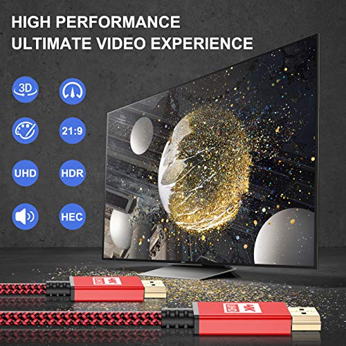 Sweguard HDMI Cabo de 3,3 pés [4K@60Hz, 1080p@144Hz], 4K HDMI 2.0 Cabo de alta velocidade 18 Gbps Gold Nylon planejado suporta HDR, HDCP 2.2, 2160p, 3d, Arc para Roku TV PS5 PS4 XBox HDTV