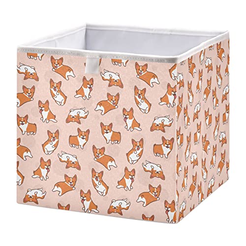 Corgi cubo de armazenamento Bin Bins de armazenamento dobrável cesta de brinquedos à prova d'água para caixas de organizador de cubos para crianças armário armário de banheiro meninas meninos - 15.75x10.63x6.96 em